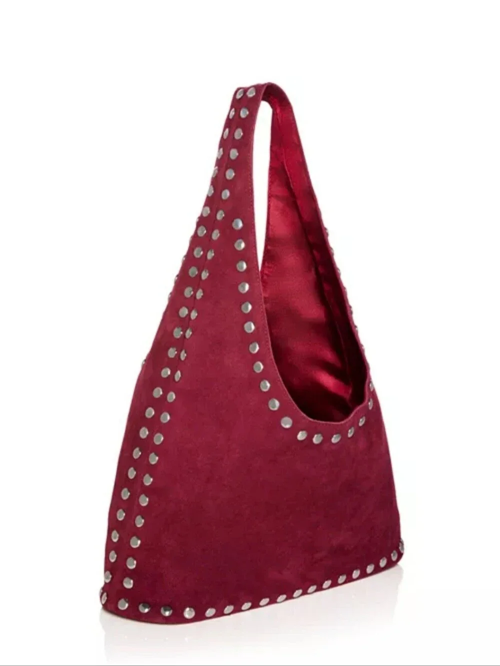 Aqua Studded Suede Hobo Bag